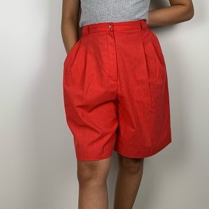 Vintage David Smith Red High Rise Pleated Shorts